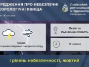 14 червня на Львівщині очікують грози та сильний вітер