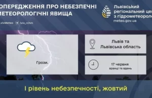 17 червня на Львівщині та у Львові очікують грози