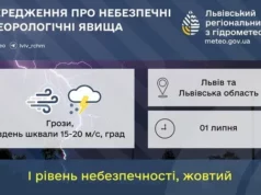 На 1 липня на Львівщині оголосили жовте попередження про грози та шквали