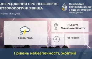 На Львівщині 6 червня очікують грози та град