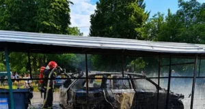 У Львові загорілися сміттєві контейнери та авто на вулиці Володимира Великого