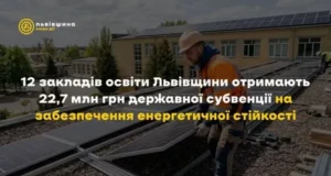 Дванадцять шкіл Львівщини отримають 22,7 млн грн на енергостійкість