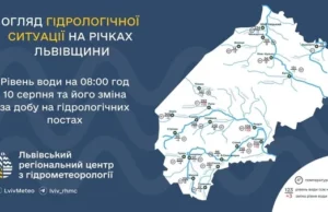 Гідрологічна ситуація на річках Львівщини станом на 10 серпня Гідрологічна ситуація на річках Львівщини станом на 10 серпня