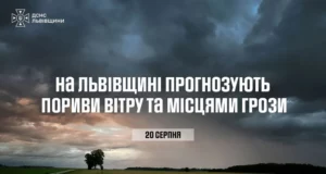 На Львівщині 20 серпня очікують пориви вітру та грози