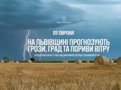 На Львівщині 22 серпня очікують грози, град і сильний вітер