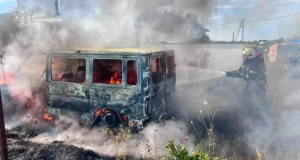 У селі Зубра Львівського району загорівся автомобіль Ford Transit