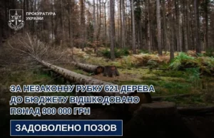 На Львівщині відшкодовано понад 900 тис. грн за незаконну рубку 621 дерева На Львівщині відшкодовано понад 900 тис.