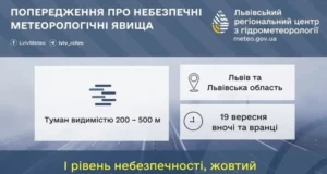 19 вересня на Львівщині прогнозують туман із жовтим рівнем небезпеки