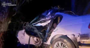 У селі Явора на Самбірщині рятувальники деблокували водія після перекидання BMW