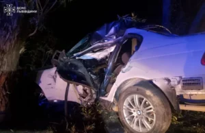 У селі Явора на Самбірщині рятувальники деблокували водія після перекидання BMW