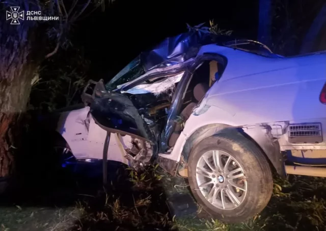 image У селі Явора на Самбірщині рятувальники деблокували водія після перекидання BMW