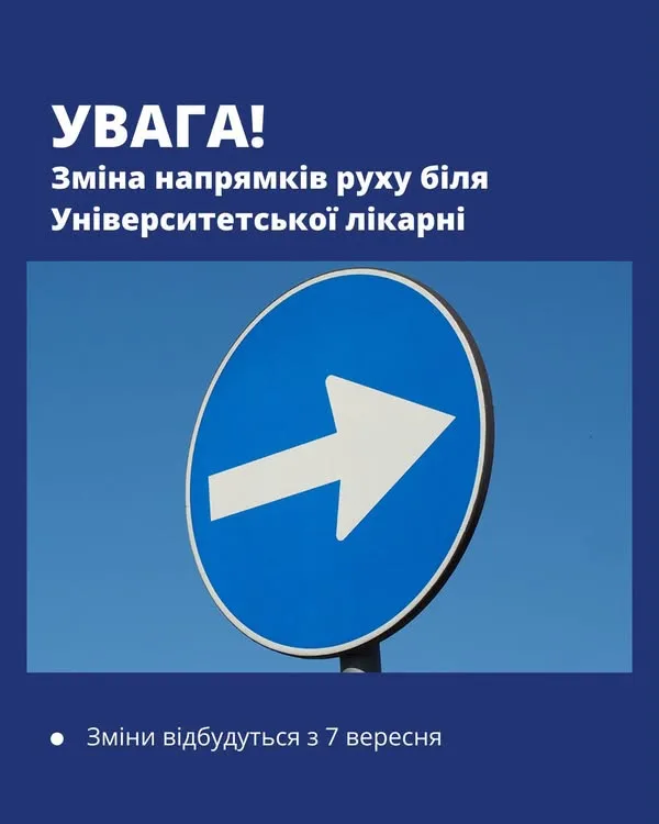 image Біля Університетської лікарні у Львові змінюють напрямок руху на двох вулицях