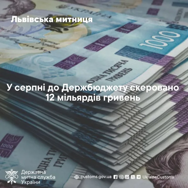 image Львівська митниця у серпні перерахувала до держбюджету майже 12 млрд грн