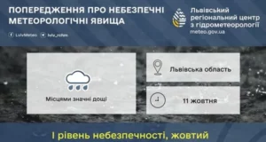 На 11 жовтня на Львівщині прогнозують значні дощі