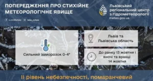 На Львівщині оголосили помаранчевий рівень небезпеки через сильні заморозки