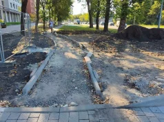 У Львові на перетині Липинського та Промислової переробляють благоустрій біля новобудови