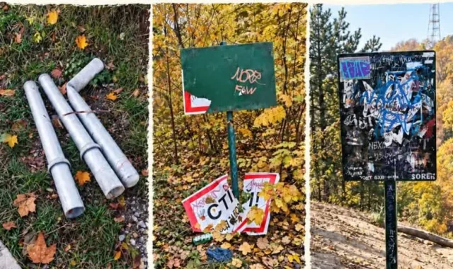 image У львівському парку «Знесіння» пошкодили вказівники та інформаційні стенди